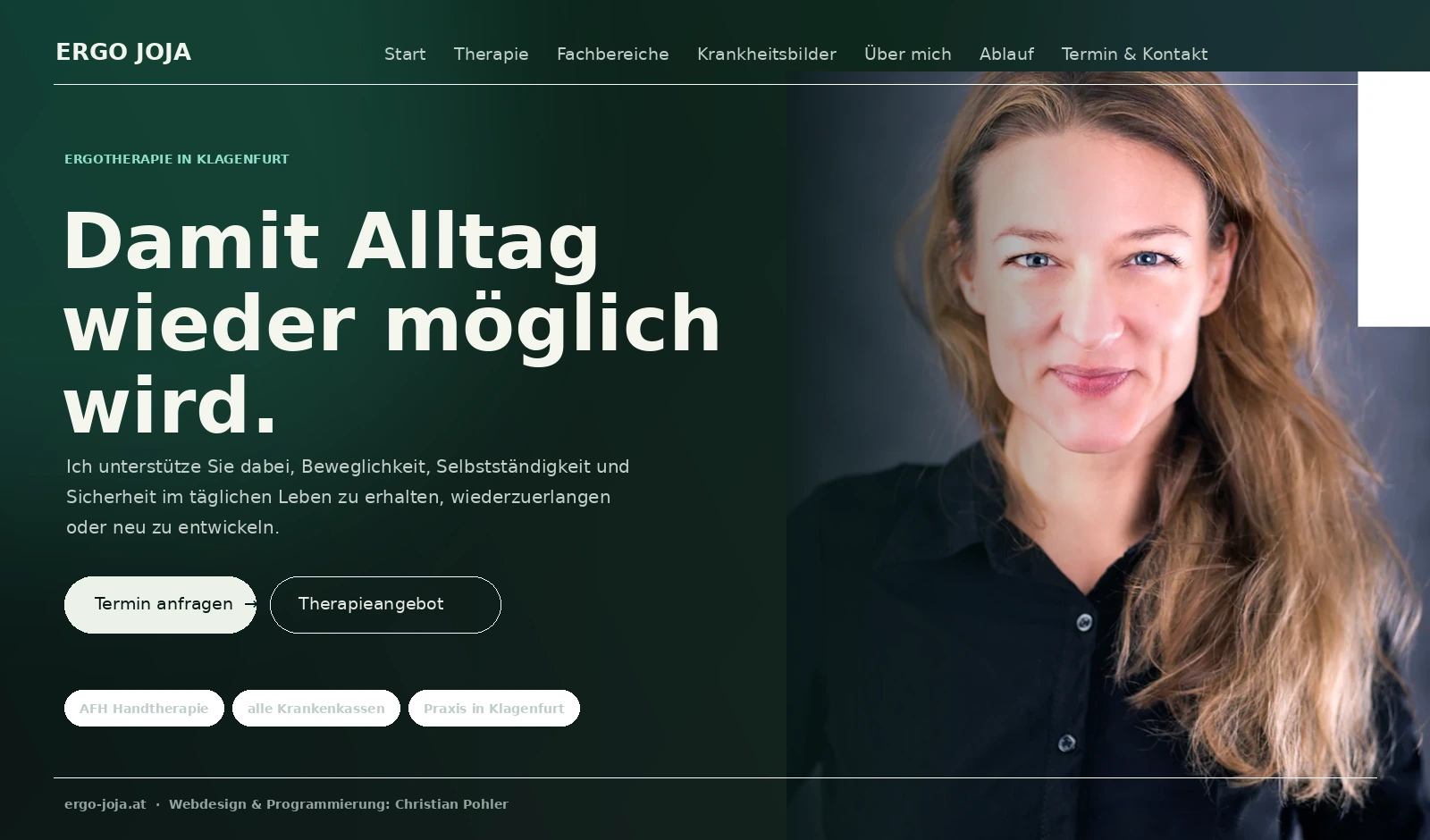 Screenshot der ERGO JOJA Website
